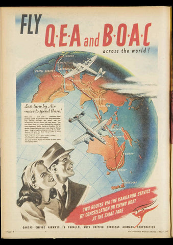 1948 QANTAS BOAC AUSTRALIA TRAVEL AUSSIE AD ART PRINT POSTER
