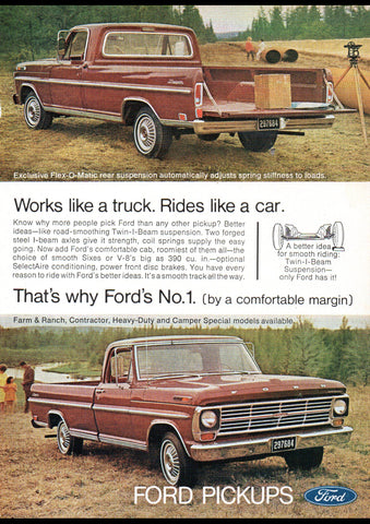 1969 FORD F SERIES PICKUP TRUCK USA AD ART PRINT POSTER