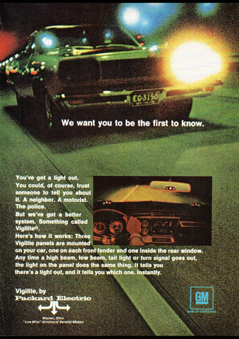 1969 GM GENERAL MOTORS PACKARD ELECTRIC VIGLLITE USA AD ART PRINT POSTER