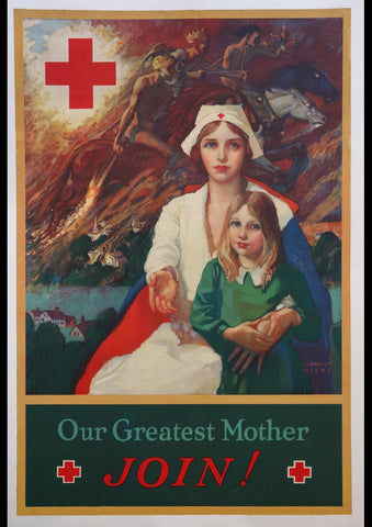 1917 WW1 MOTHER RED CROSS NURSE AMERICAN WARTIME AD ART PRINT POSTER