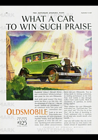 1928 OLDSMOBILE TWO DOOR SEDAN REPRO AD ART PRINT POSTER