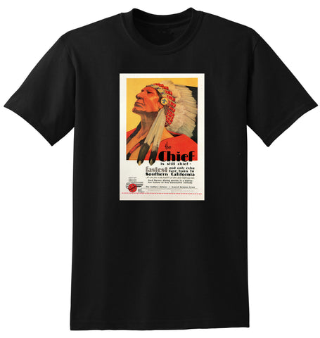 1929 INDIAN CHIEF TRAIN SOUTHERN CALIFORNIA TRAVEL USA AD TSHIRT