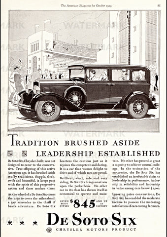 1929 DESOTO SIX SEDAN DE LUJO (SEDAN DE LUXE) REPRO AD ART PRINT POSTER