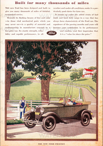 1930 FORD MODEL A PHAETON REPRO AD ART PRINT POSTER