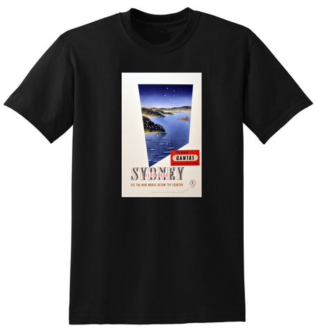 1930s FLY QANTAS SYDNEY AUSTRALIA AUSSIE TRAVEL AD TSHIRT