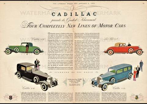 1932 CADILLAC LA-SALLE USA AD ART PRINT POSTER