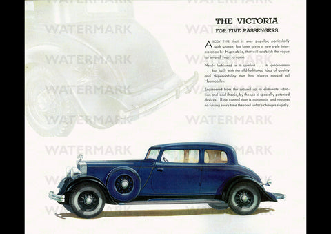 1932 HUPMOBILE EIGHT SERIES 226 VICTORIA USA AD ART PRINT POSTER