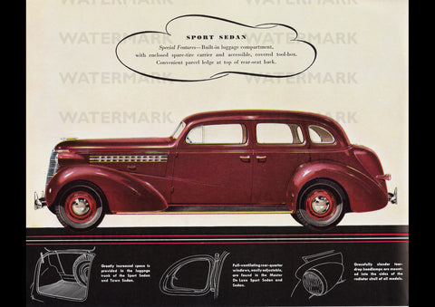 1938 CHEVROLET SPORT SEDAN USA AD ART PRINT POSTER