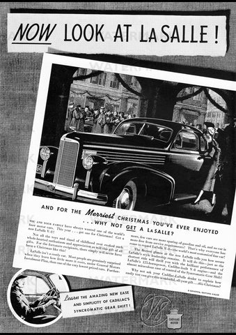 1938 LASALLE SERIES 50 TWO PASSENGER COUPE USA AD ART PRINT POSTER