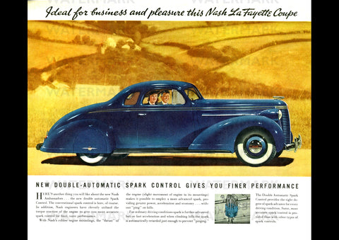 1938 NASH LAFAYETTE COUPE USA AD ART PRINT POSTER