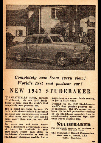 1947 STUDEBAKER 4 DOOR AUSSIE AD ART PRINT POSTER