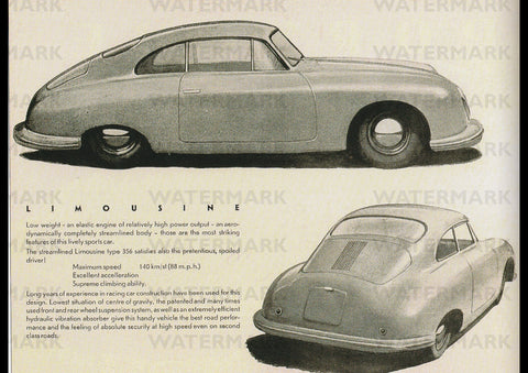 1948 PORSCHE 356 REPRO AD ART PRINT POSTER