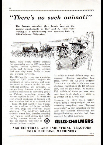 1949 ALLIS-CHALMERS MACHINERY TRACTORS AUSSIE AD ART PRINT POSTER