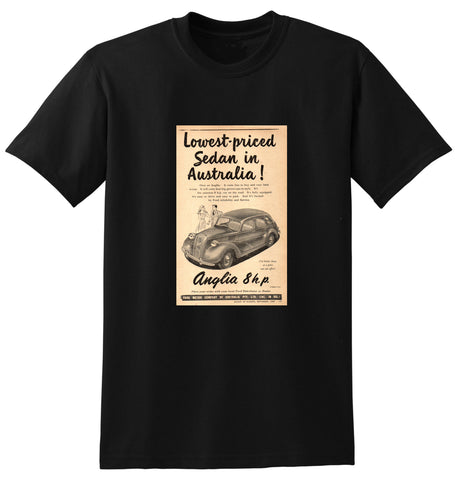 1949 FORD ANGLIA 8 HP SEDAN AUSSIE AD TSHIRT