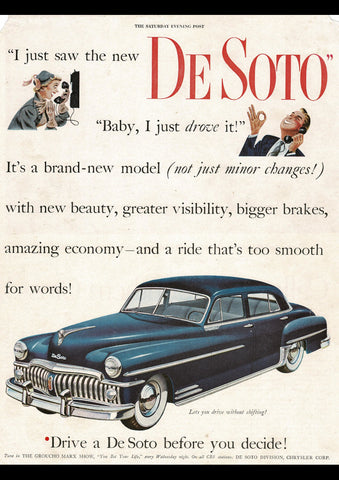 1950 DESOTO SEDAN CHRYSLER CORPORATION USA AD ART PRINT POSTER