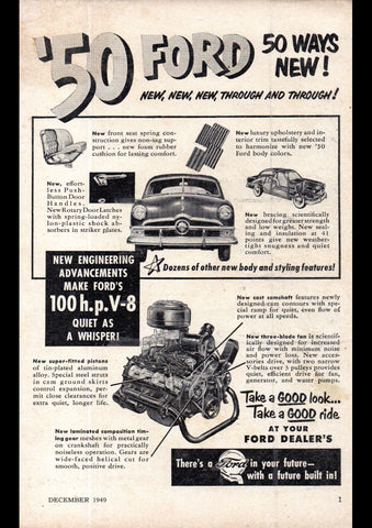 1950 FORD SINGLE SPINNER USA AD ART PRINT POSTER