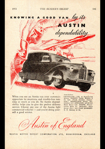 1951 AUSTIN PANEL VAN AUSSIE AD ART PRINT POSTER