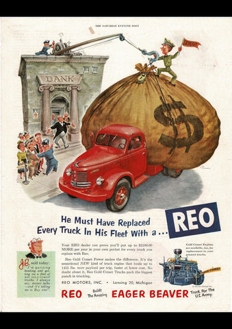 1951 REO TRUCK USA AD ART PRINT POSTER