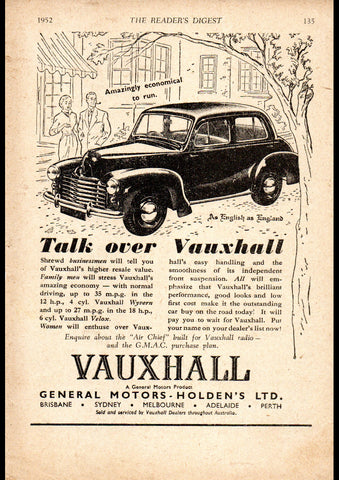 1951 VAUXHALL WYVERN GMH AUSSIE AD ART PRINT POSTER