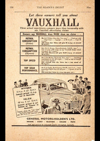 1951 VAUXHALL WYVERN GMH AUSSIE AD ART PRINT POSTER