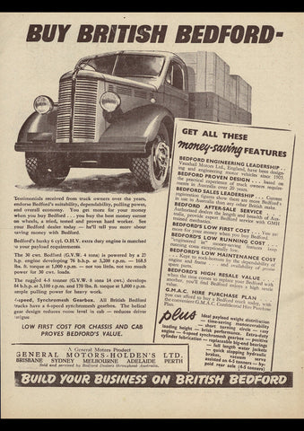 1952 BEDFORD TRUCK AUSSIE AD ART PRINT POSTER