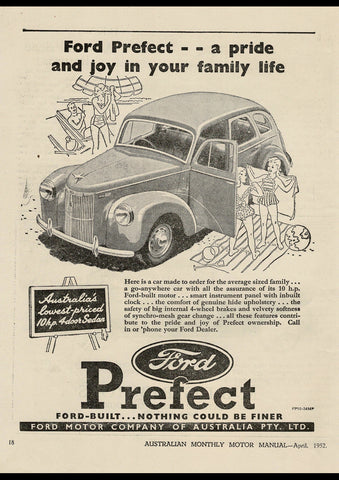 1952 FORD PREFECT SEDAN AUSSIE REPRO AD ART PRINT POSTER