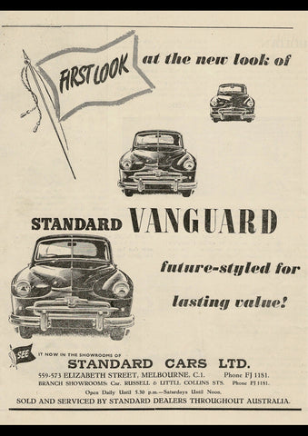 1952 STANDARD VANGUARD SEDAN AUSSIE REPRO AD ART PRINT POSTER