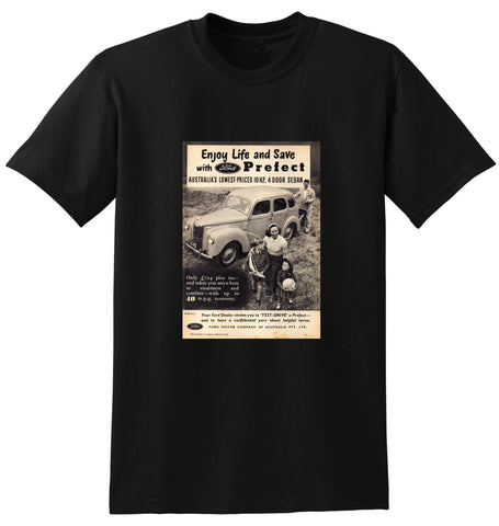 1953 FORD FORD PREFECT 4 DOOR SEDAN AUSSIE AD TSHIRT