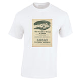 1953 LUCAS ELECTRICAL EQUIPMENT LIGHTING JAGUAR XK120 COUPE AUSSIE AD TSHIRT