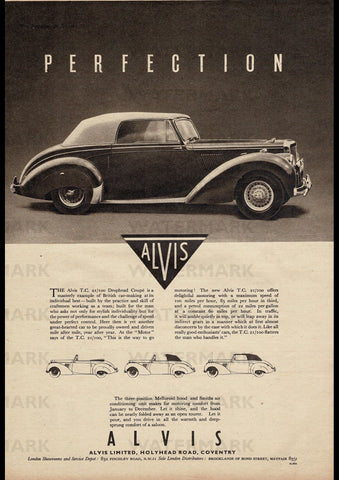 1954 ALVIS DROPHEAD COUPE ENGLISH UK REPRO AD ART PRINT POSTER