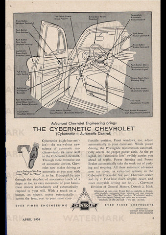 1954 CHEVROLET CYBERNETIC AUTOMATIC TRANSMISSION USA REPRO AD ART PRINT POSTER