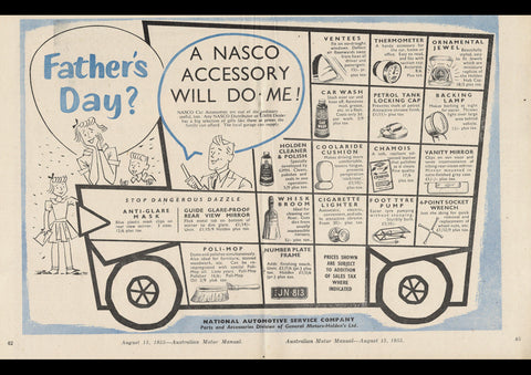 1955 HOLDEN GMH NASCO ACCESSORIES AUSSIE REPRO AD ART PRINT POSTER