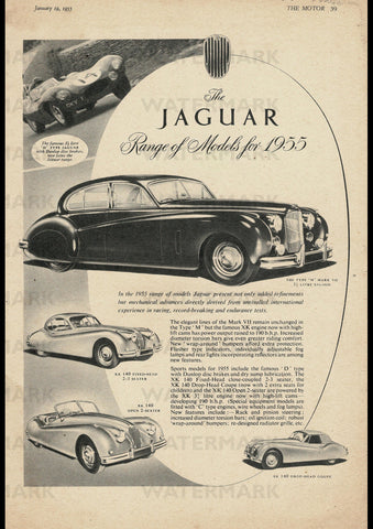 1955 JAGUAR TYPE M MARK VII SALOON XK 140 ENGLISH UK REPRO AD ART PRINT POSTER