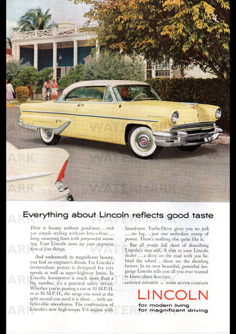 1955 LINCOLN CAPRI 2 DOOR HARDTOP FORD USA REPRO AD ART PRINT POSTER