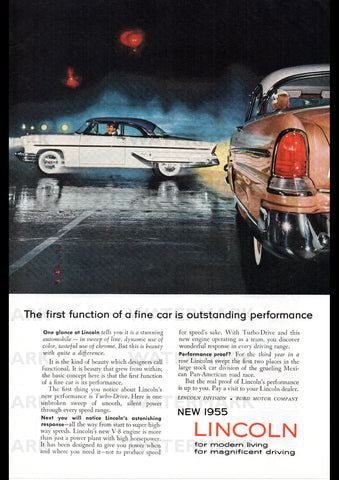 1955 LINCOLN CAPRI 2 DOOR HARDTOP FORD USA REPRO AD ART PRINT POSTER