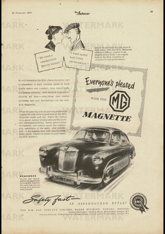 1955 MG MAGNETTE SALOON ENGLISH UK REPRO AD ART PRINT POSTER