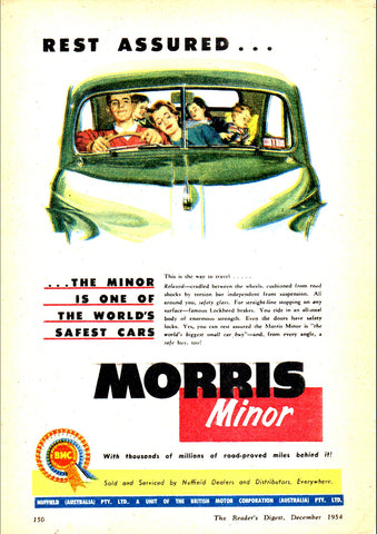 1955 MORRIS MINOR 1000 BMC AUSSIE REPRO AD ART PRINT POSTER