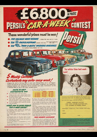 1955 PERSIL WASHING SOAP HILLMAN MINX SEDAN AUSSIE REPRO AD ART PRINT POSTER