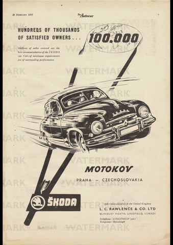 1955 SKODA SALOON ENGLISH UK REPRO AD ART PRINT POSTER