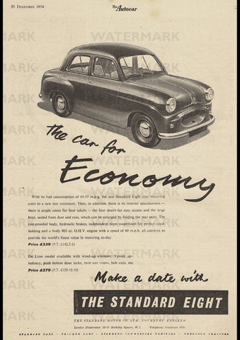 1955 STANDARD EIGHT SALOON ENGLISH UK REPRO AD ART PRINT POSTER