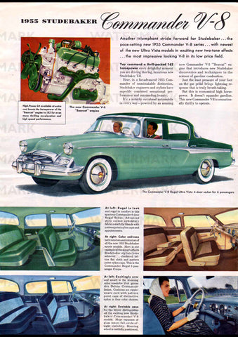 1955 STUDEBAKER COMMANDER V8 USA REPRO AD ART PRINT POSTER