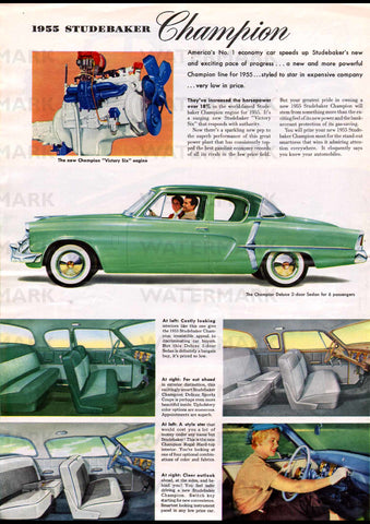 1955 STUDEBAKER CHAMPION USA REPRO AD ART PRINT POSTER