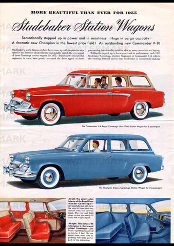1955 STUDEBAKER COMMANDER V8 WAGON USA REPRO AD ART PRINT POSTER