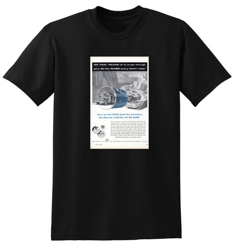 1956 AC OIL FILTER GMC CHEVROLET USA AD TSHIRT