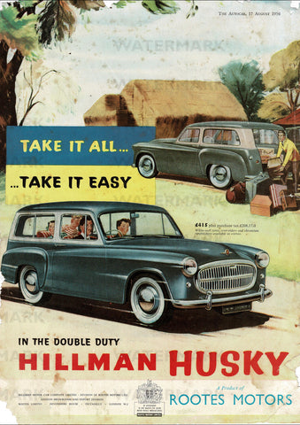 1956 HILLMAN HUSKY WAGON ESTATE ENGLISH UK REPRO AD ART PRINT POSTER
