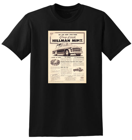 1956 HILLMAN MINX DELUXE AUSSIE AD TSHIRT