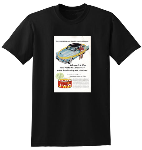 1956 JOHNSONS J-WAX CAR WAX PLYMOUTH CHRYSLER USA AD TSHIRT
