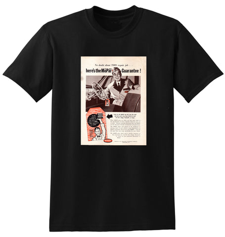 1956 MOPAR PARTS GUARANTEE CHRYSLER AUSTRALIA AUSSIE AD TSHIRT