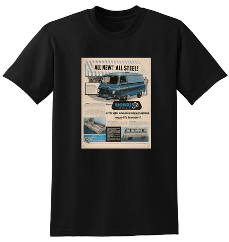 1956 MORRIS J2 SERIES MINIBUS LIGHT VAN & LIGHT PICKUP BMC INTERNATIONAL AD TSHIRT