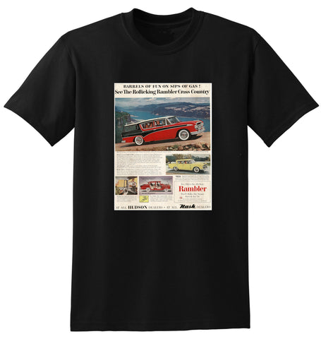 1956 RAMBLER CROSS COUNTRY SEDAN & WAGON USA AD TSHIRT